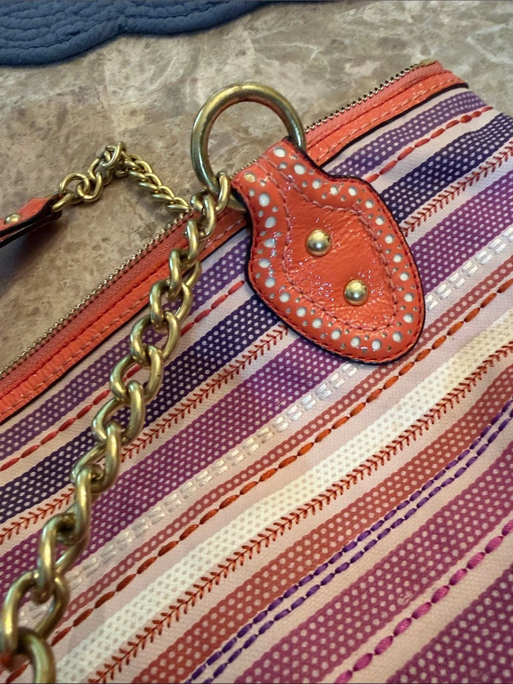 Coach Poppy Y2K  Pink, Purple, and Orange Sequined Leather-Trim Tote/Satchel